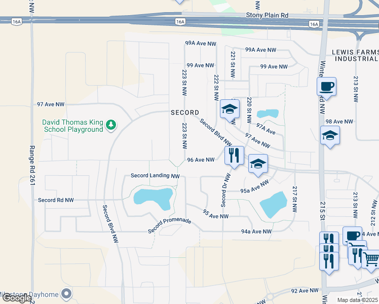 map of restaurants, bars, coffee shops, grocery stores, and more near 9639 223 Street Northwest in Edmonton