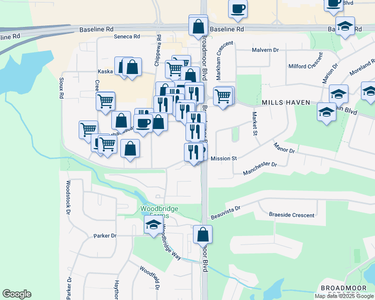 map of restaurants, bars, coffee shops, grocery stores, and more near 38 Sioux Road in Sherwood Park