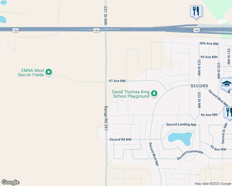 map of restaurants, bars, coffee shops, grocery stores, and more near 9660 229 Street Northwest in Edmonton