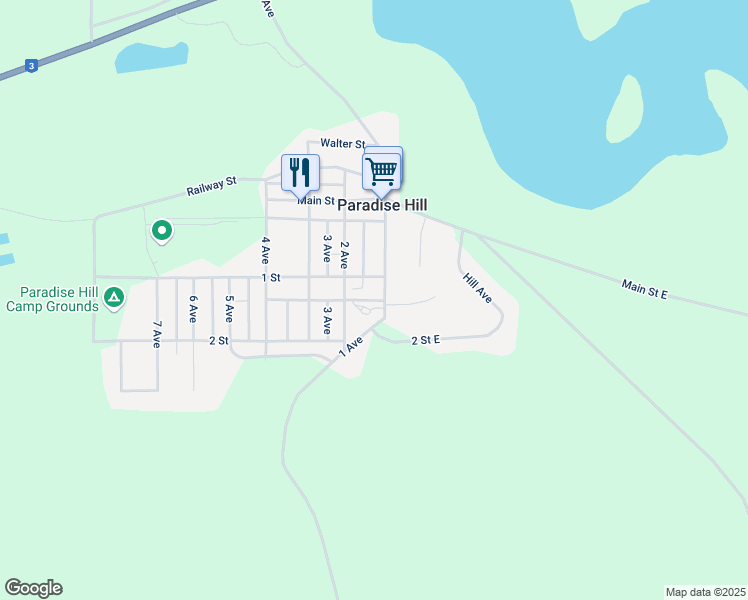 map of restaurants, bars, coffee shops, grocery stores, and more near 2 Avenue in Paradise Hill