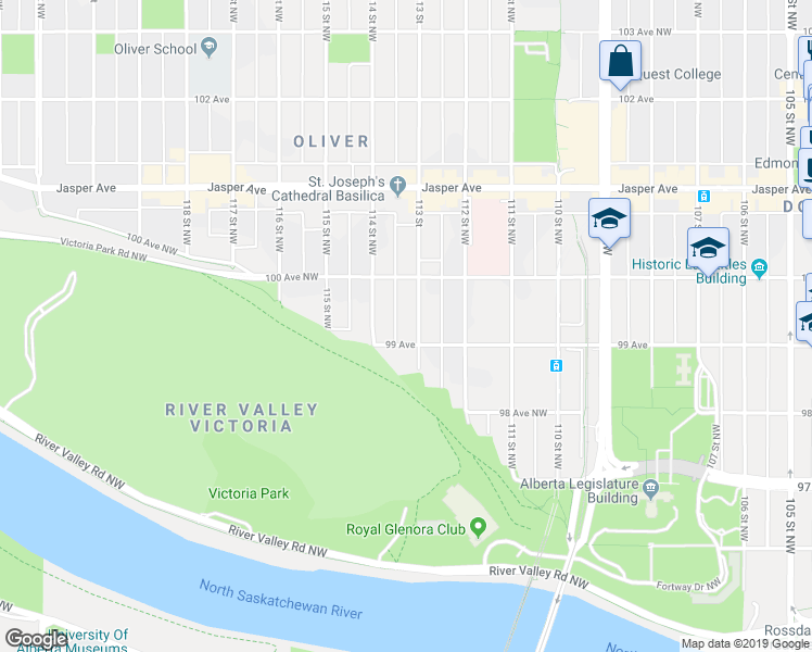 map of restaurants, bars, coffee shops, grocery stores, and more near 11326 99 Avenue in Edmonton