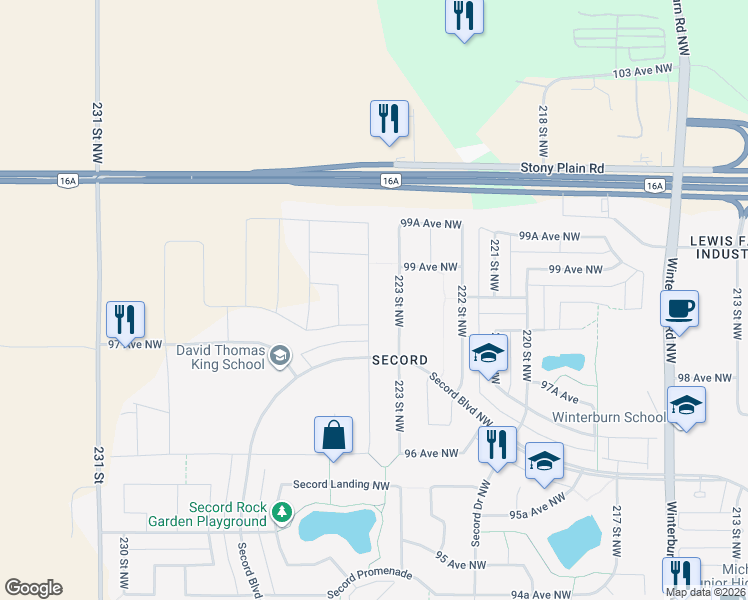 map of restaurants, bars, coffee shops, grocery stores, and more near 9823 224 Street Northwest in Edmonton