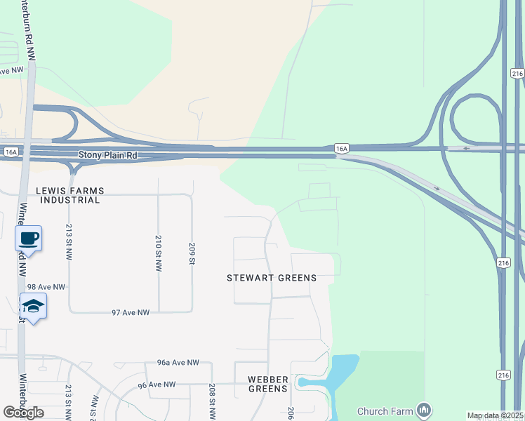 map of restaurants, bars, coffee shops, grocery stores, and more near 20702 99B Avenue Northwest in Edmonton
