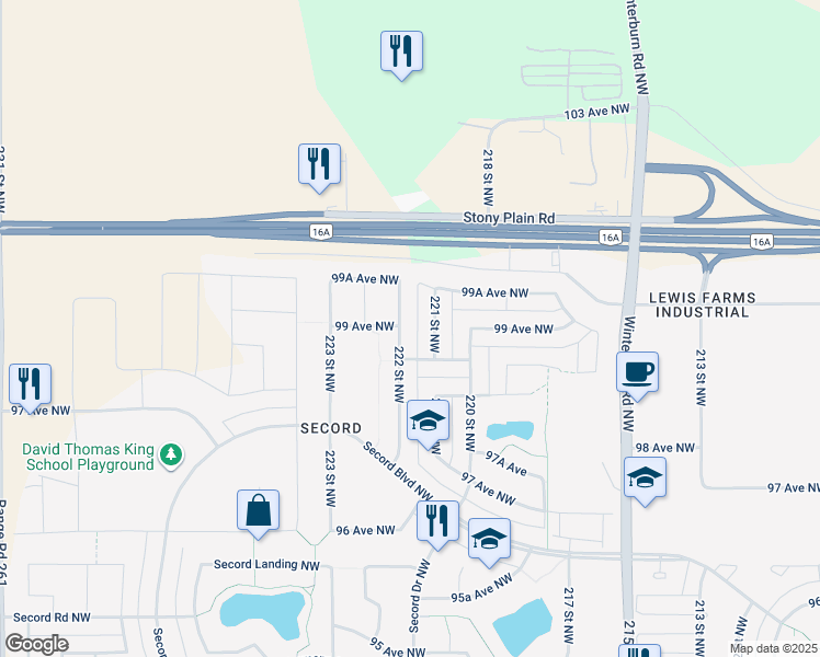 map of restaurants, bars, coffee shops, grocery stores, and more near 9924 221 Street Northwest in Edmonton