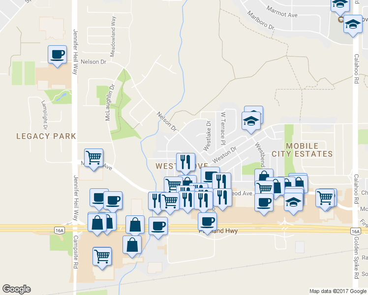 map of restaurants, bars, coffee shops, grocery stores, and more near 122 Westbourne Road in Spruce Grove