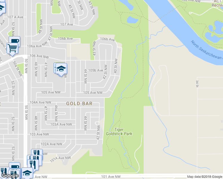map of restaurants, bars, coffee shops, grocery stores, and more near 10511 105 Avenue in Edmonton