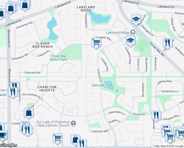 map of restaurants, bars, coffee shops, grocery stores, and more near 4060 Crowsnest Crescent in Sherwood Park
