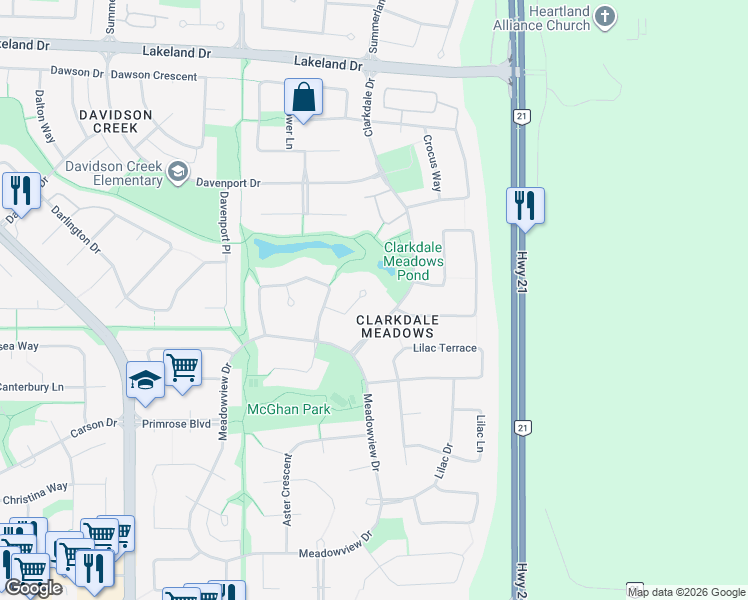 map of restaurants, bars, coffee shops, grocery stores, and more near 360 Meadowview Trail in Sherwood Park