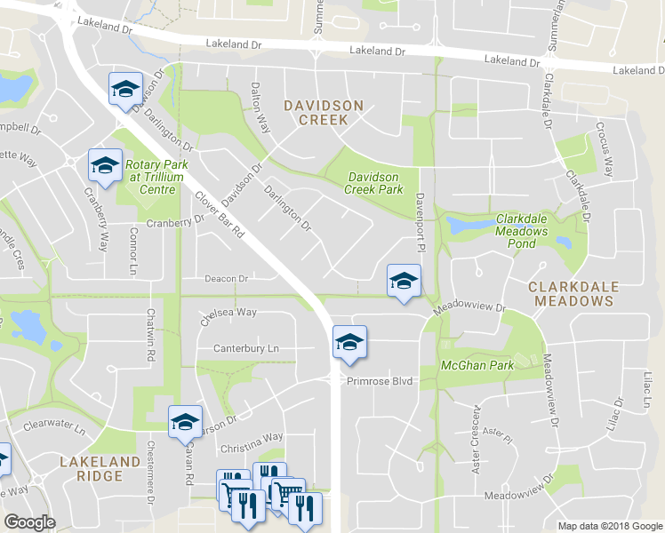map of restaurants, bars, coffee shops, grocery stores, and more near 62 Darlington Drive in Sherwood Park