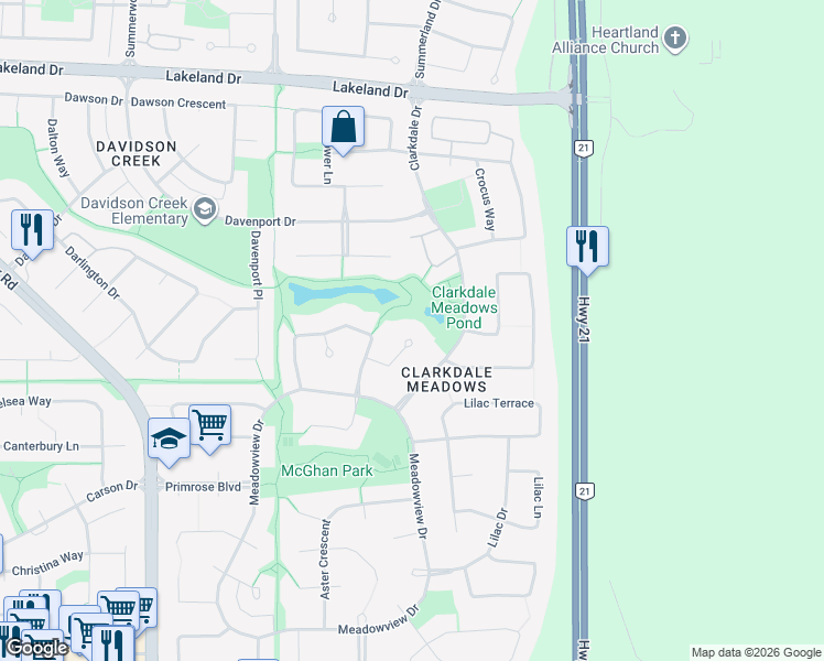 map of restaurants, bars, coffee shops, grocery stores, and more near 360 Meadowview Trail in Sherwood Park
