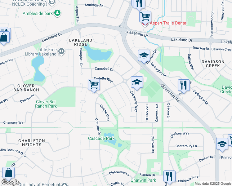 map of restaurants, bars, coffee shops, grocery stores, and more near 12 Carlyle Crescent in Sherwood Park