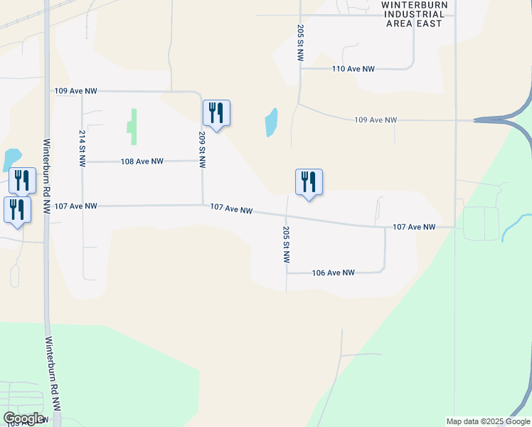 map of restaurants, bars, coffee shops, grocery stores, and more near 107 Avenue Northwest in Edmonton