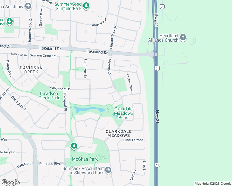 map of restaurants, bars, coffee shops, grocery stores, and more near 55 Clarkdale Drive in Sherwood Park