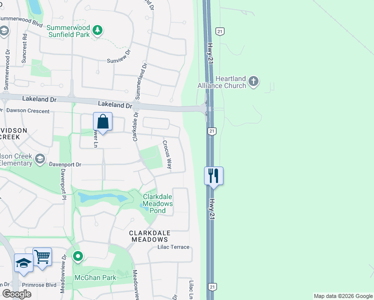map of restaurants, bars, coffee shops, grocery stores, and more near 117 Crocus Crescent in Sherwood Park