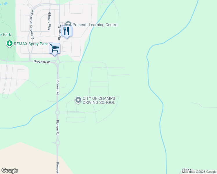 map of restaurants, bars, coffee shops, grocery stores, and more near Fenwyck Boulevard in Spruce Grove