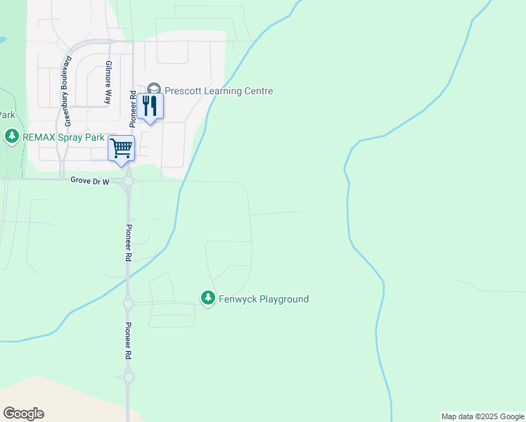 map of restaurants, bars, coffee shops, grocery stores, and more near Prospect Place in Spruce Grove