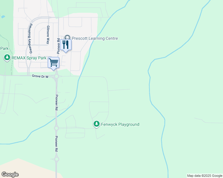 map of restaurants, bars, coffee shops, grocery stores, and more near Prospect Place in Spruce Grove