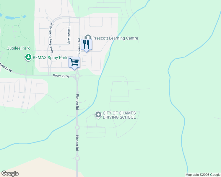map of restaurants, bars, coffee shops, grocery stores, and more near Range Road 271 in Spruce Grove