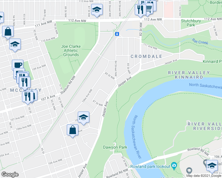 map of restaurants, bars, coffee shops, grocery stores, and more near 444 86 Street Northwest in Edmonton