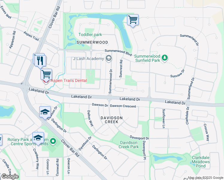 map of restaurants, bars, coffee shops, grocery stores, and more near in Sherwood Park
