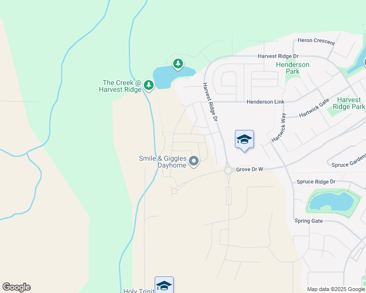 map of restaurants, bars, coffee shops, grocery stores, and more near Harrison Gate in Spruce Grove