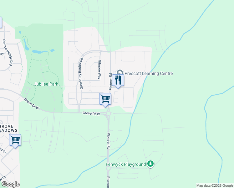 map of restaurants, bars, coffee shops, grocery stores, and more near 320 Pioneer Road in Spruce Grove
