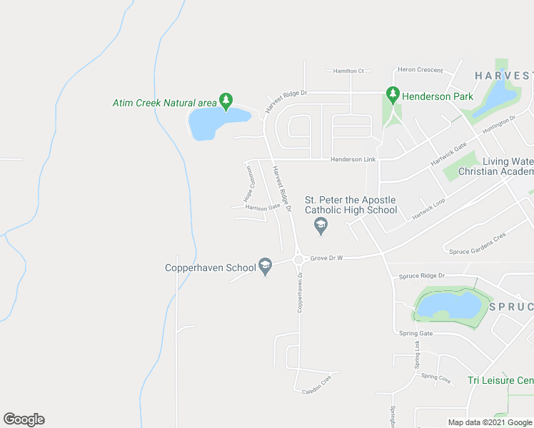 map of restaurants, bars, coffee shops, grocery stores, and more near 2 Hemingway Crescent in Spruce Grove