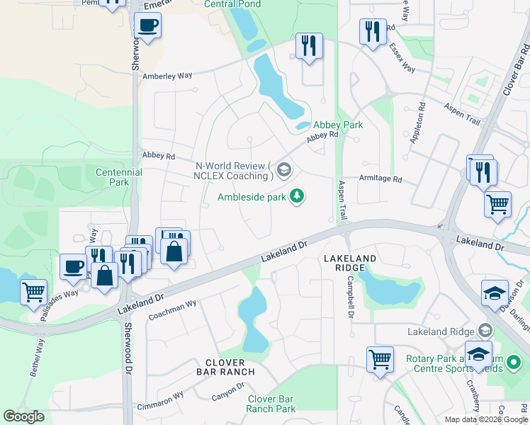 map of restaurants, bars, coffee shops, grocery stores, and more near 226 Annandale Crescent in Sherwood Park