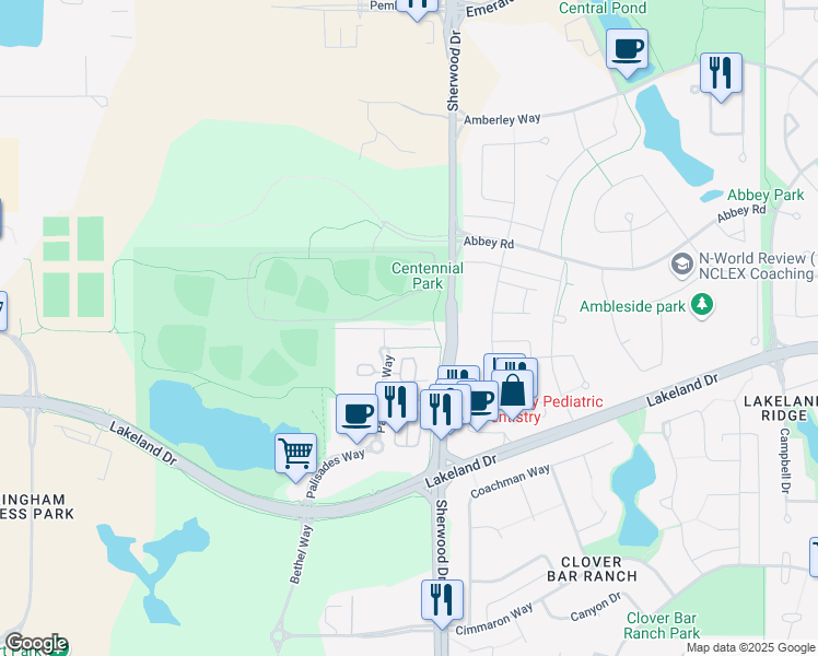 map of restaurants, bars, coffee shops, grocery stores, and more near 501 Palisades Way in Sherwood Park