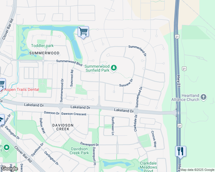 map of restaurants, bars, coffee shops, grocery stores, and more near 6008 Sunbrook Landing in Sherwood Park