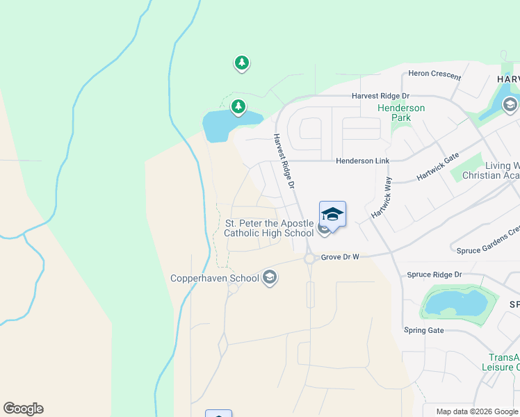 map of restaurants, bars, coffee shops, grocery stores, and more near 2 Hemingway Crescent in Spruce Grove
