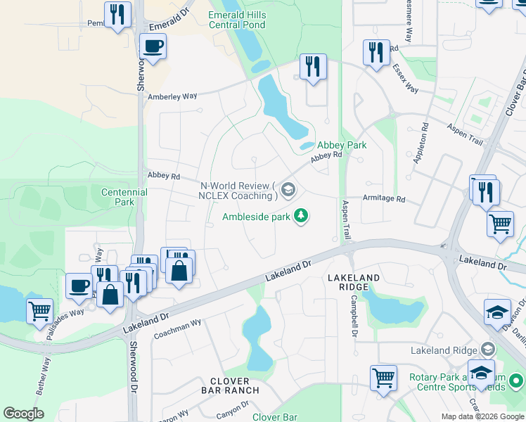 map of restaurants, bars, coffee shops, grocery stores, and more near 226 Annandale Crescent in Sherwood Park