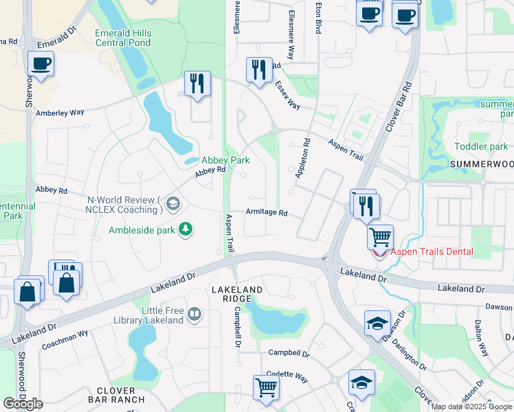 map of restaurants, bars, coffee shops, grocery stores, and more near 41 Ashmore Bay in Sherwood Park