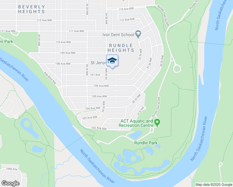 map of restaurants, bars, coffee shops, grocery stores, and more near 3220 105 Avenue Northwest in Edmonton