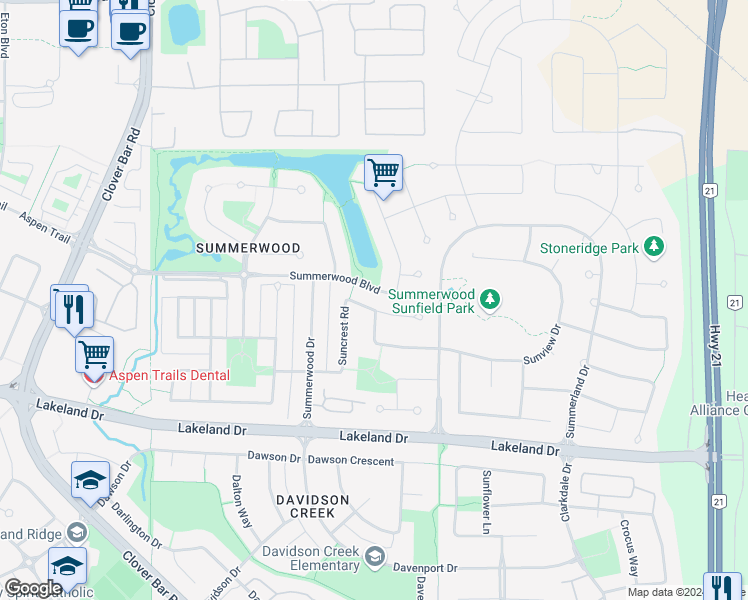 map of restaurants, bars, coffee shops, grocery stores, and more near 362 Suncrest Road in Sherwood Park