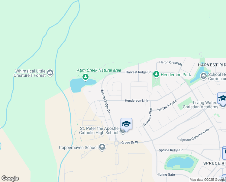 map of restaurants, bars, coffee shops, grocery stores, and more near Hudson Cove in Spruce Grove