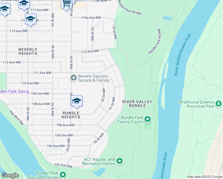 map of restaurants, bars, coffee shops, grocery stores, and more near 10820 31 Street Northwest in Edmonton