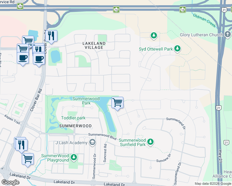 map of restaurants, bars, coffee shops, grocery stores, and more near 1732 Jubilee Loop in Sherwood Park