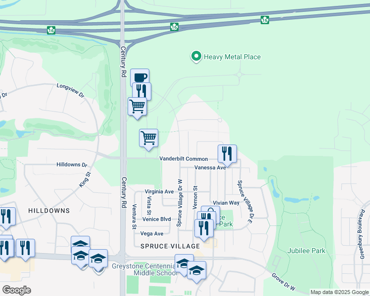 map of restaurants, bars, coffee shops, grocery stores, and more near 14 Kenton Way in Spruce Grove