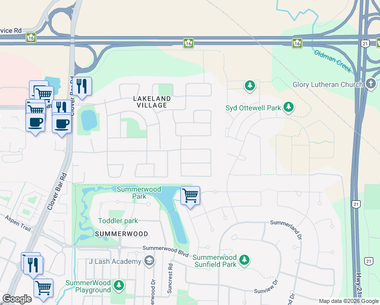 map of restaurants, bars, coffee shops, grocery stores, and more near 1786 Jubilee Loop in Sherwood Park
