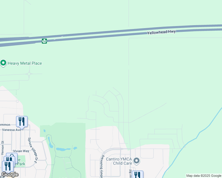 map of restaurants, bars, coffee shops, grocery stores, and more near Range Road 271 in Spruce Grove