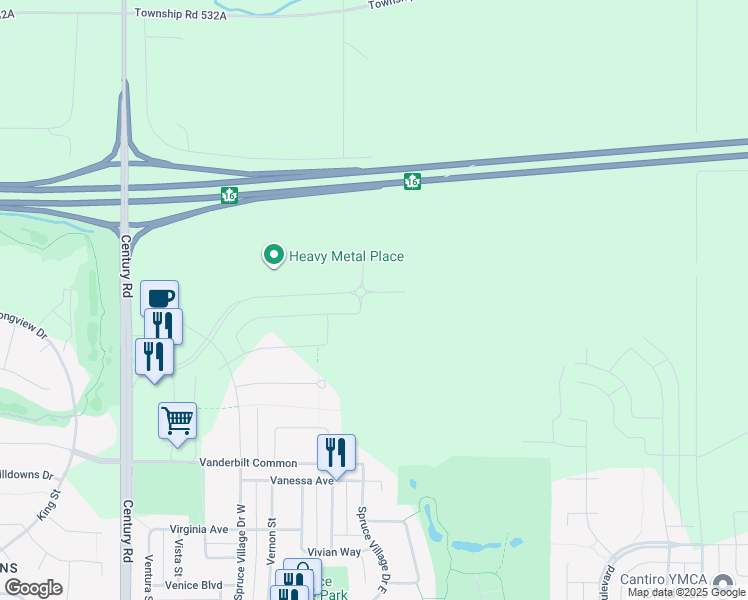 map of restaurants, bars, coffee shops, grocery stores, and more near Range Road 272 in Spruce Grove