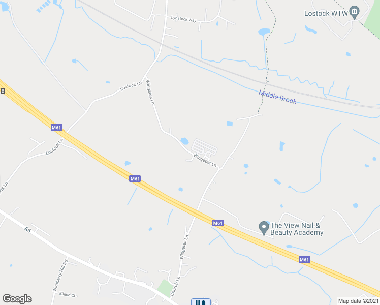 map of restaurants, bars, coffee shops, grocery stores, and more near Wingates Lane in Greater Manchester