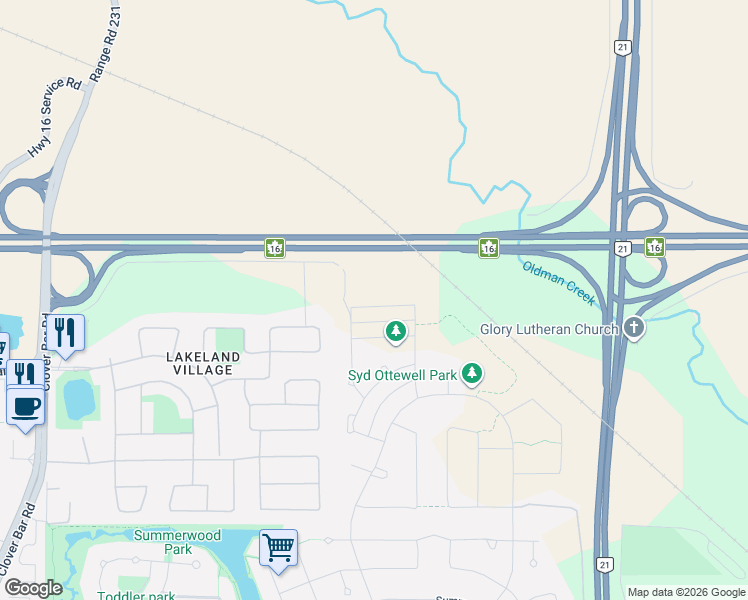 map of restaurants, bars, coffee shops, grocery stores, and more near 336 Savoy Crescent in Sherwood Park