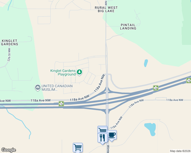 map of restaurants, bars, coffee shops, grocery stores, and more near 21503-21889 118A Avenue Northwest in Edmonton