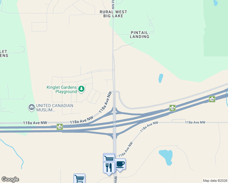 map of restaurants, bars, coffee shops, grocery stores, and more near 21503 118A Avenue Northwest in Edmonton