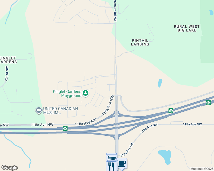 map of restaurants, bars, coffee shops, grocery stores, and more near 11828-12368 Winterburn Road Northwest in Edmonton
