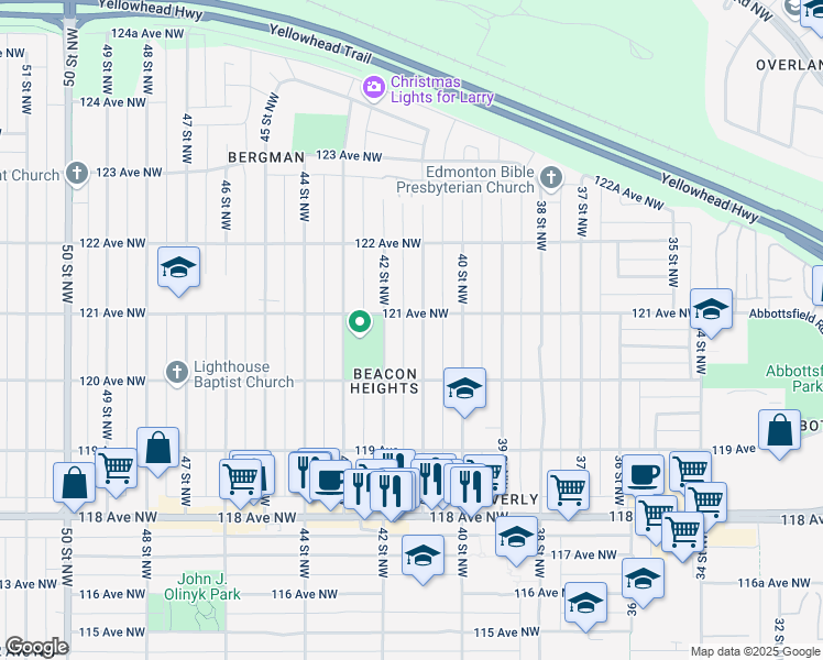 map of restaurants, bars, coffee shops, grocery stores, and more near 12003 41 Street Northwest in Edmonton