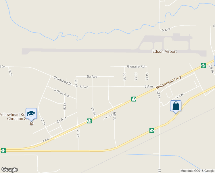 map of restaurants, bars, coffee shops, grocery stores, and more near 6831 5 Avenue in Edson