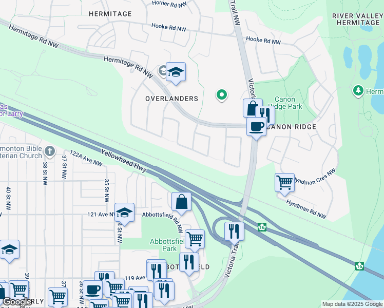map of restaurants, bars, coffee shops, grocery stores, and more near 180 Humberstone Road Northwest in Edmonton